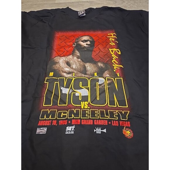 Vintage 1995 Mike Tyson McNeeley MGM Grand Las Vegas Deadstock T Shirt XL Black - Picture 1 of 5